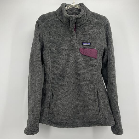 Patagonia Re tool Pullover Polartec Womens Medium Snap Fleece Jacket Grey - Picture 1 of 10